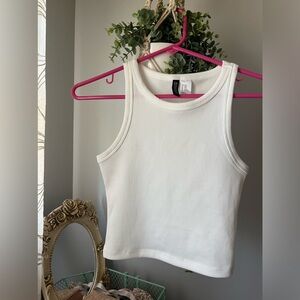 White Ribbed Tank Top